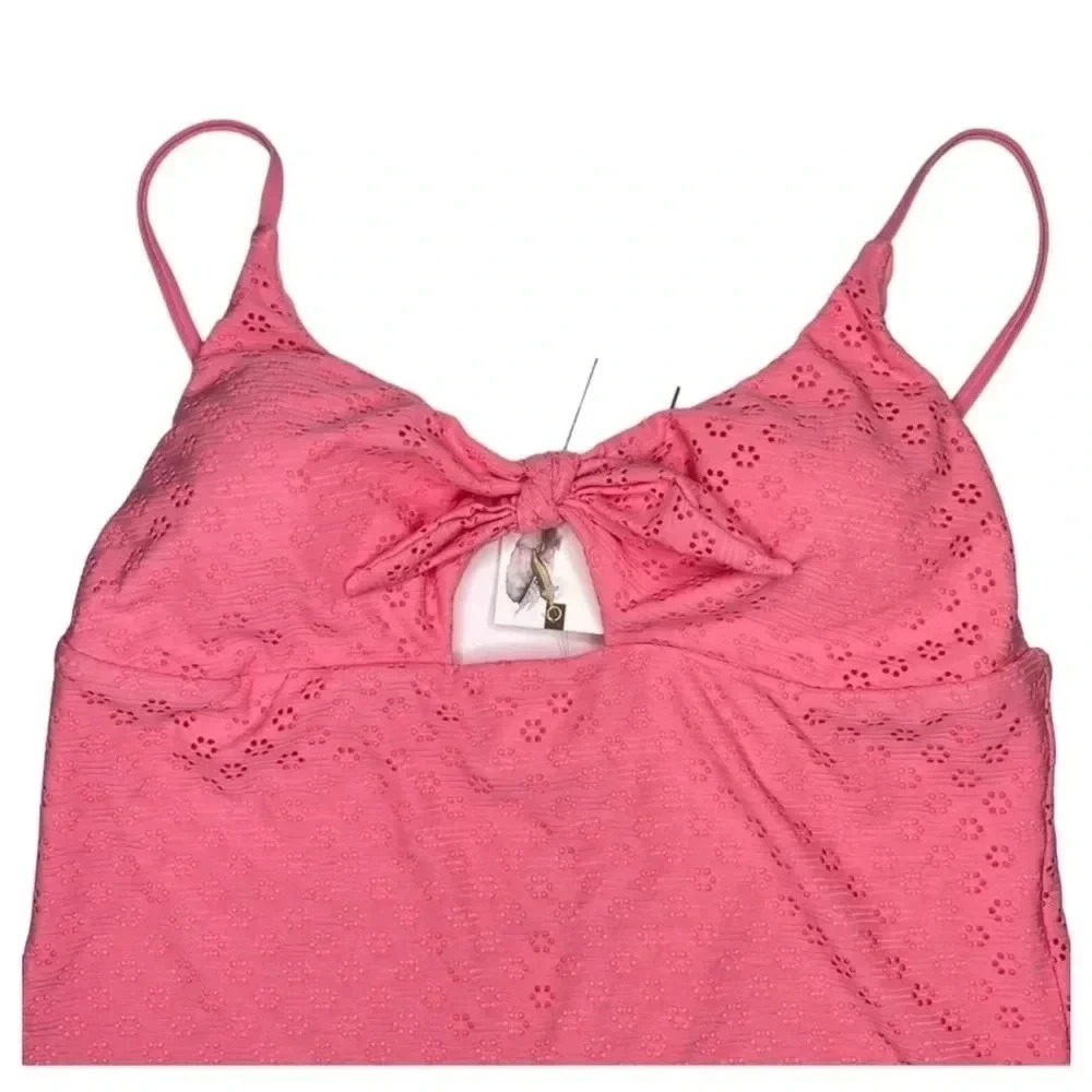 Jessica Simpson Fizz Sweet Tooth Solid Eyelet Tankini Womens Swim Top Size XL - Picture 5 of 11